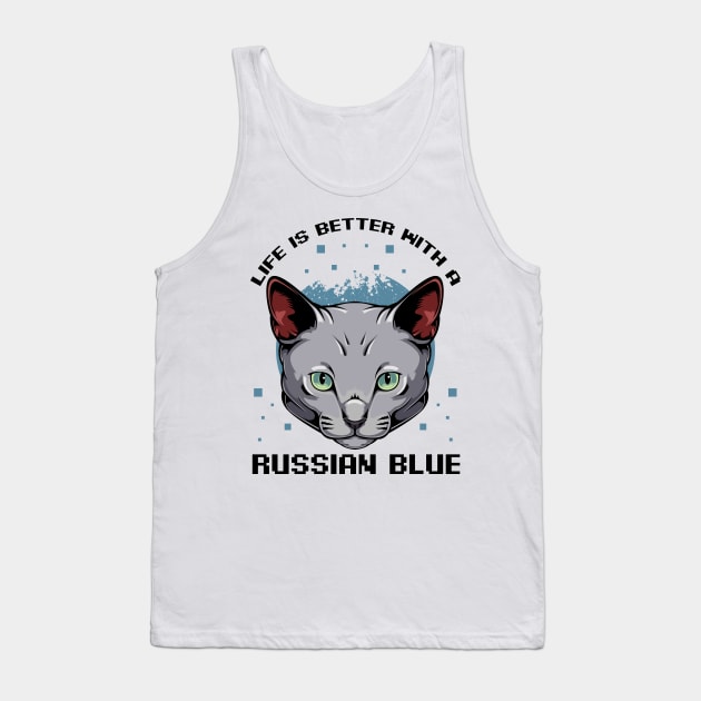 Russian Blue Cat Tank Top by Lumio Gifts